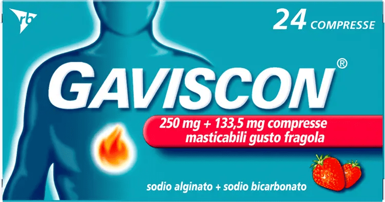 Gaviscon 24 Compresse Masticabili aroma fragola (250 mg + 133,5 mg)